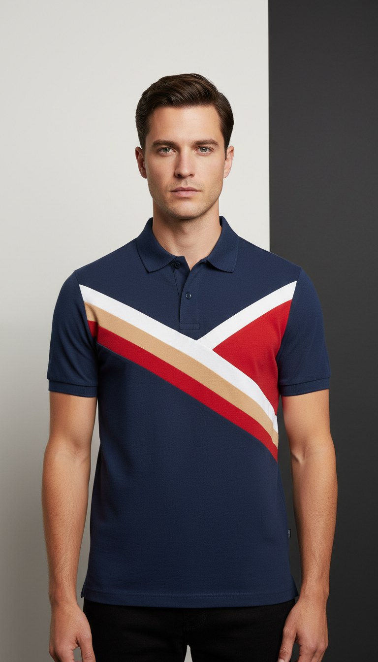 Cotton Blend Polo With Contrast Collar